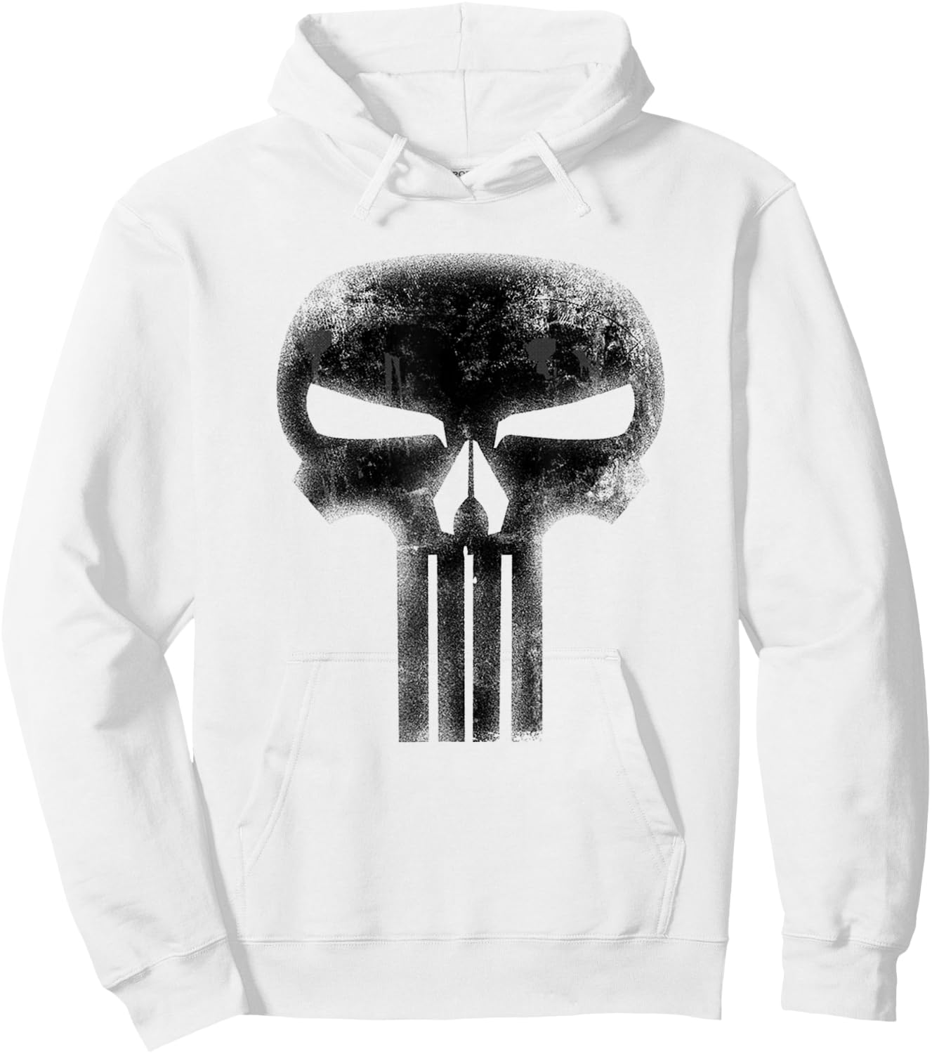 Marvel Comics Retro Classic The Punisher Black Skull Logo Hoodie - Hoodie | White