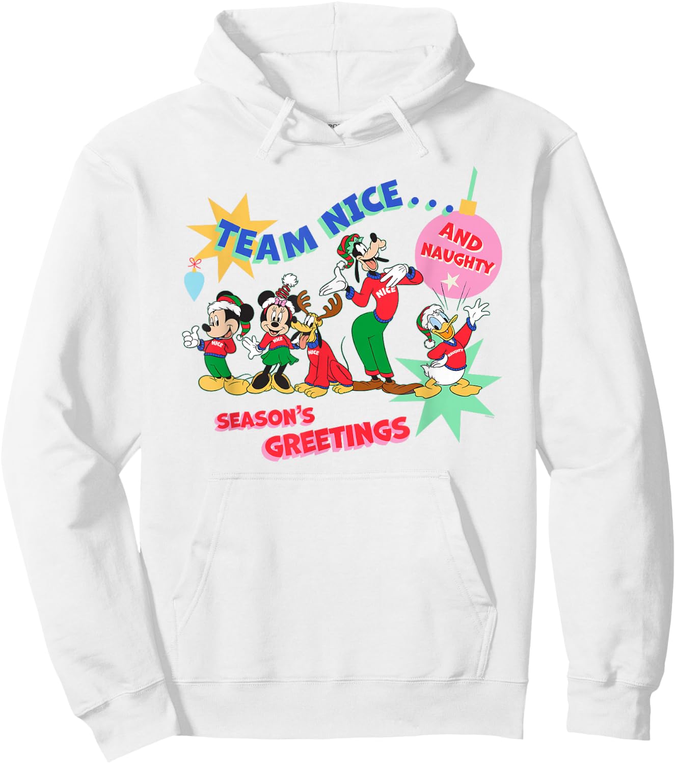 Disney Mickey & Pals Christmas Holiday Team Nice…and Naughty Hoodie - Hoodie | White