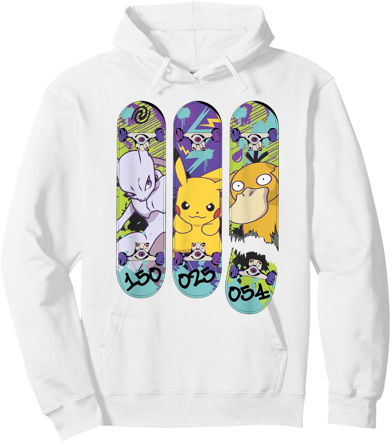 Pokémon Mewtwo Pikachu Psyduck Generation 1 Skateboards Hoodie - Hoodie | White