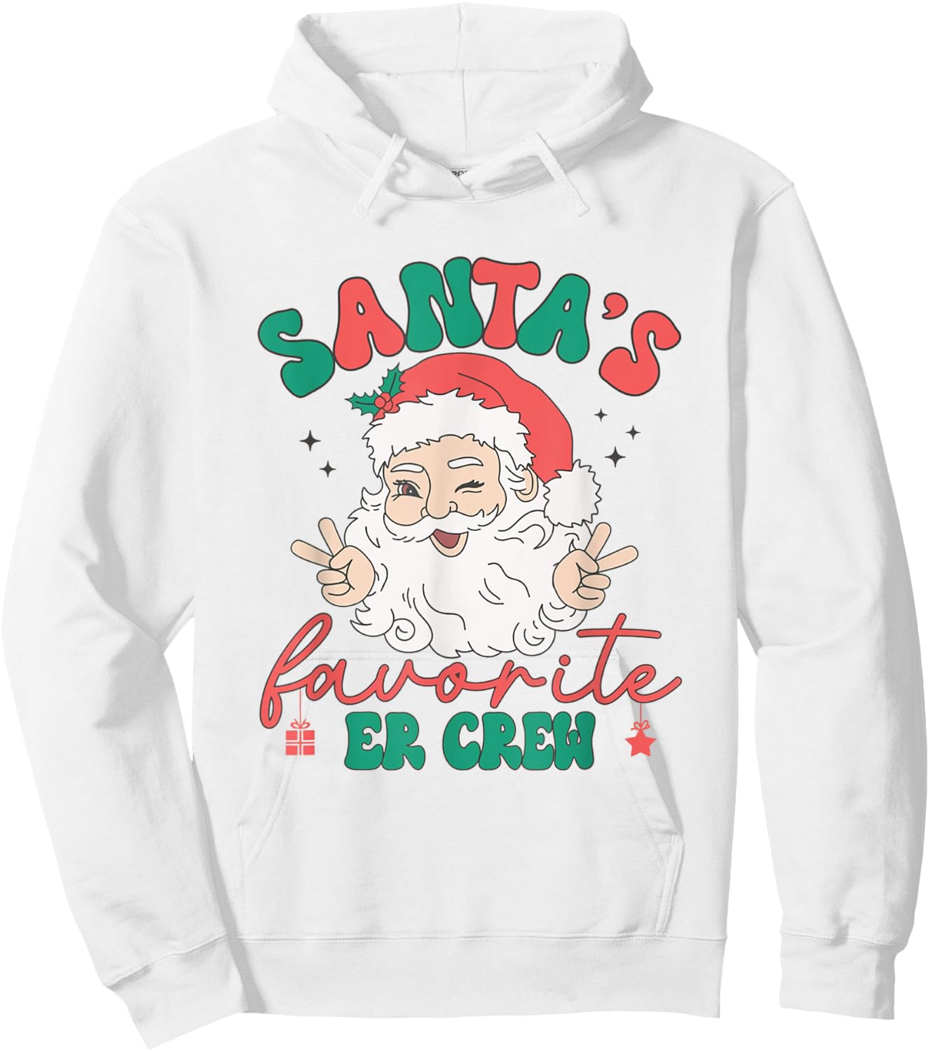 Retro Santas Favorite ER Crew Christmas Emergency Department Hoodie - Hoodie | White