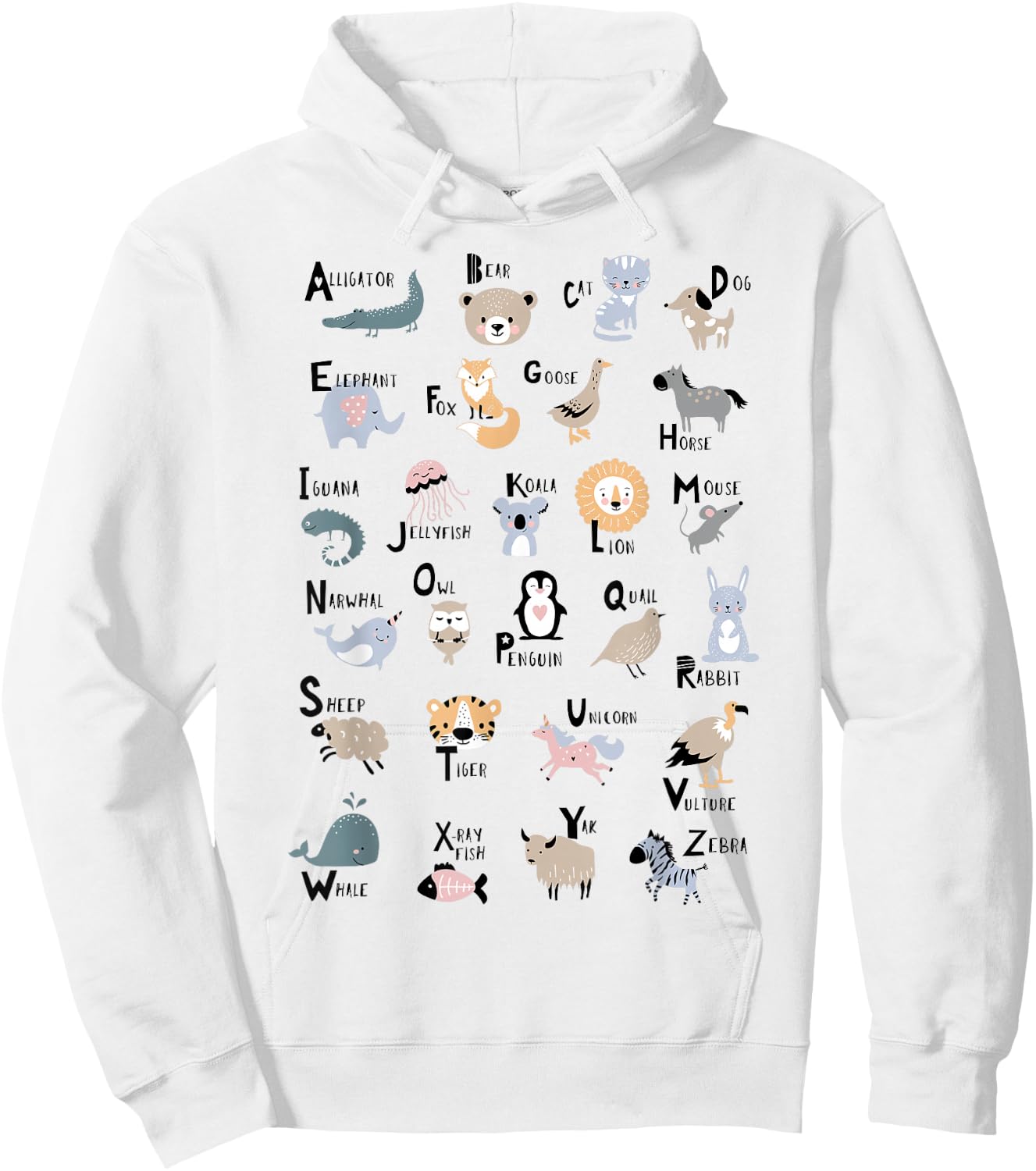 ABC Animals Identification A-Z Types Of Zoo Animals Alphabet Hoodie - Hoodie | White