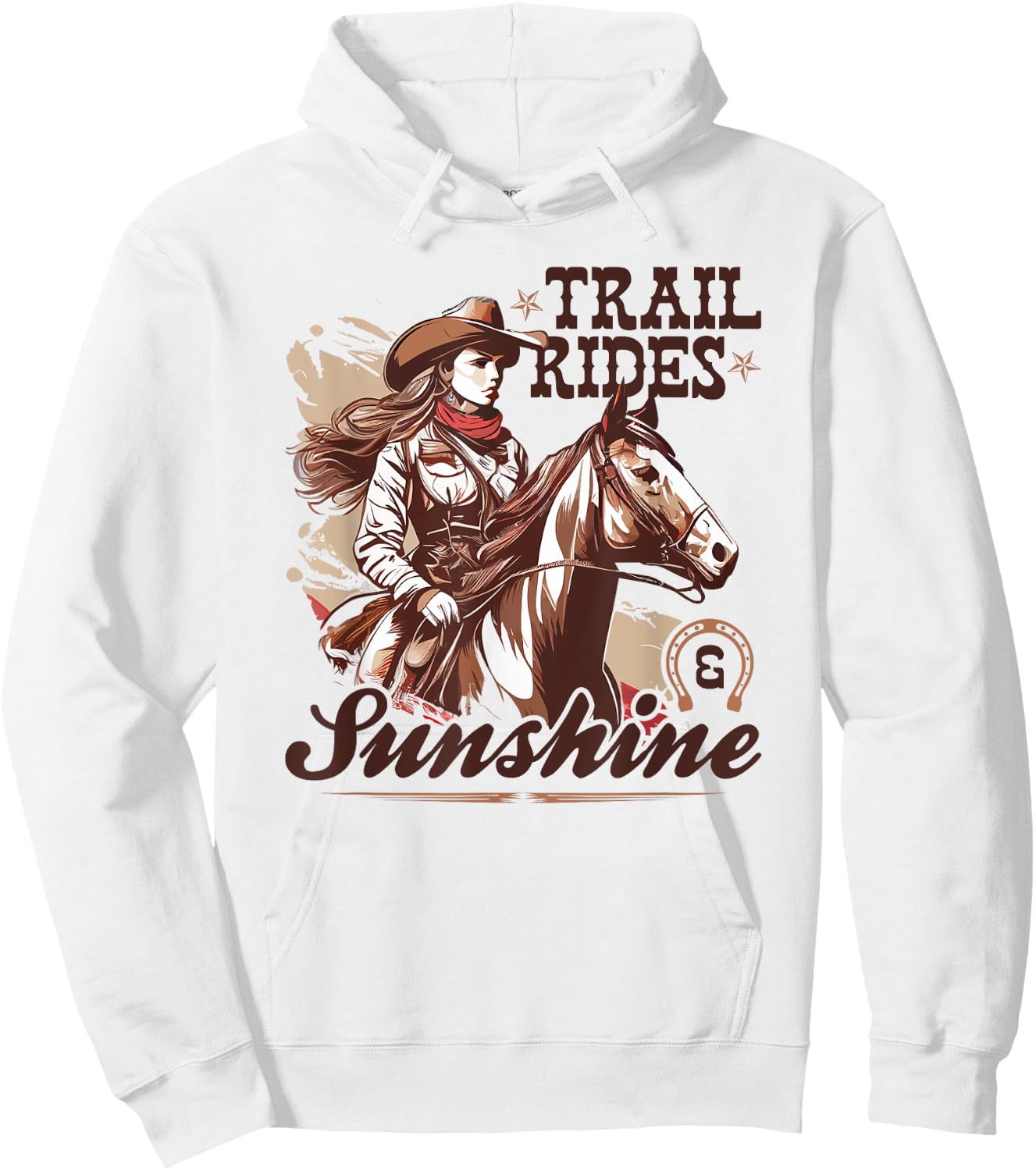 Country Trail Rides and Sunshine, Horse Riding Cowgirl Hoodie - Hoodie | White