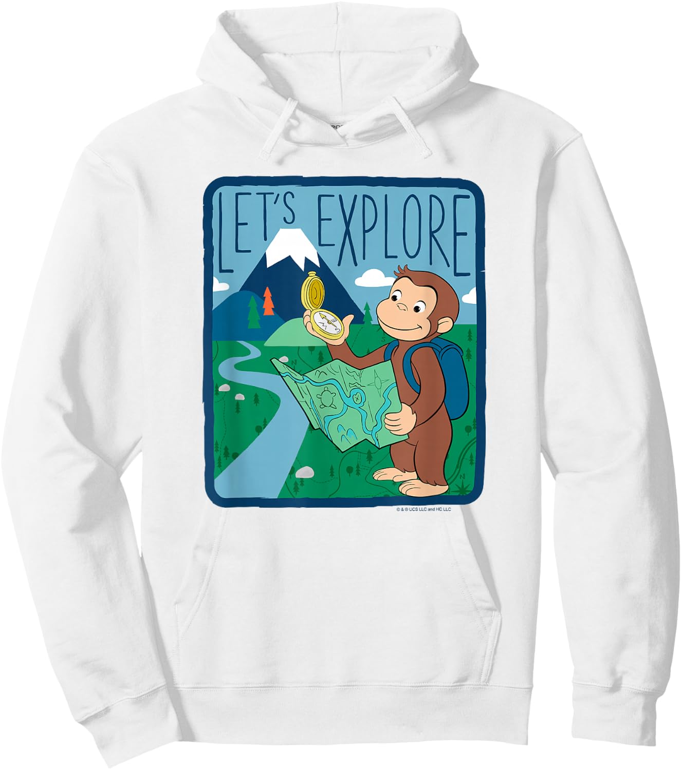 Curious George Let's Explore Outdoor George Map Hoodie - Hoodie | White