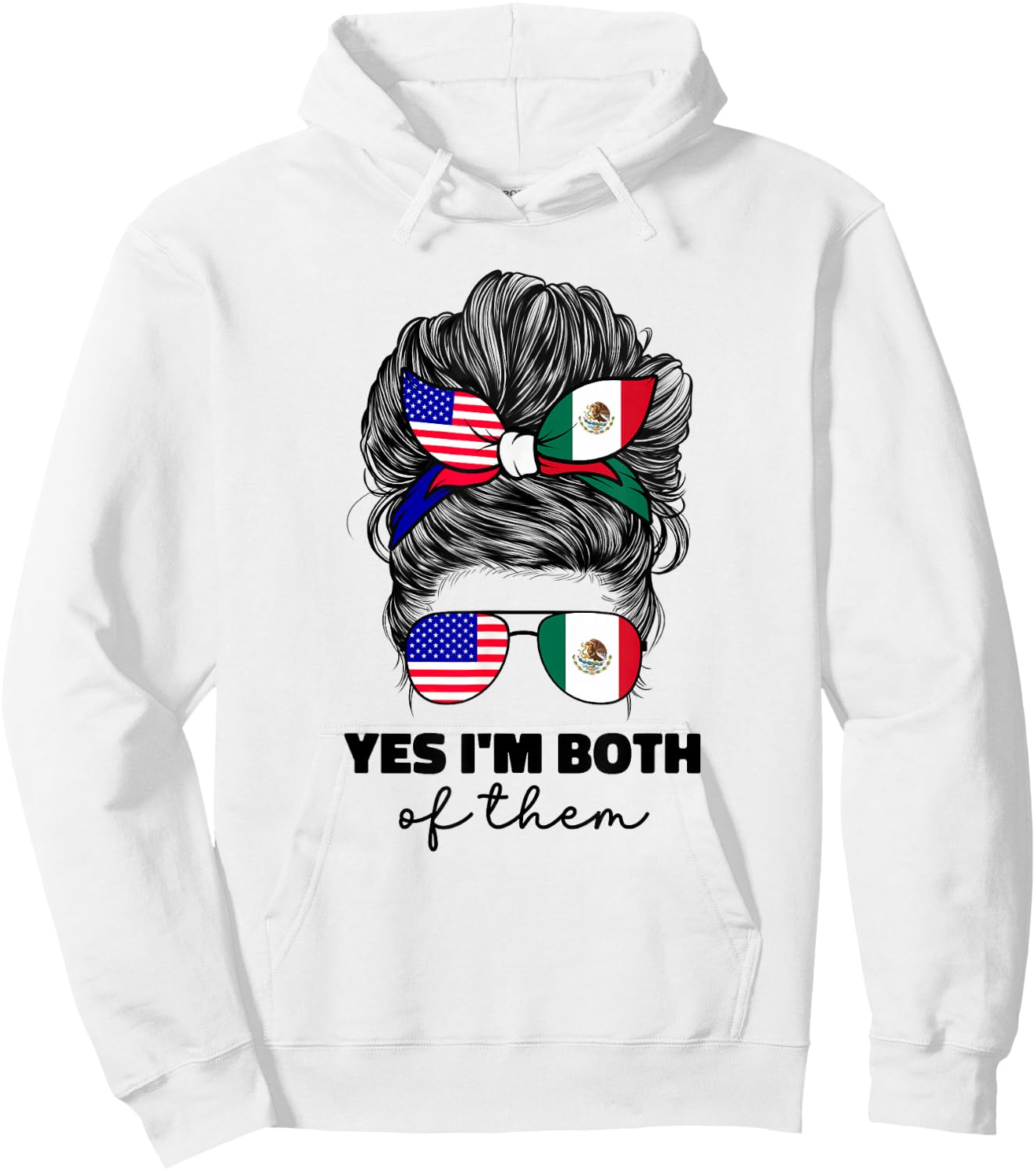 Half Mexican and American Mexico America USA Flag Girl Women Hoodie - Hoodie | White