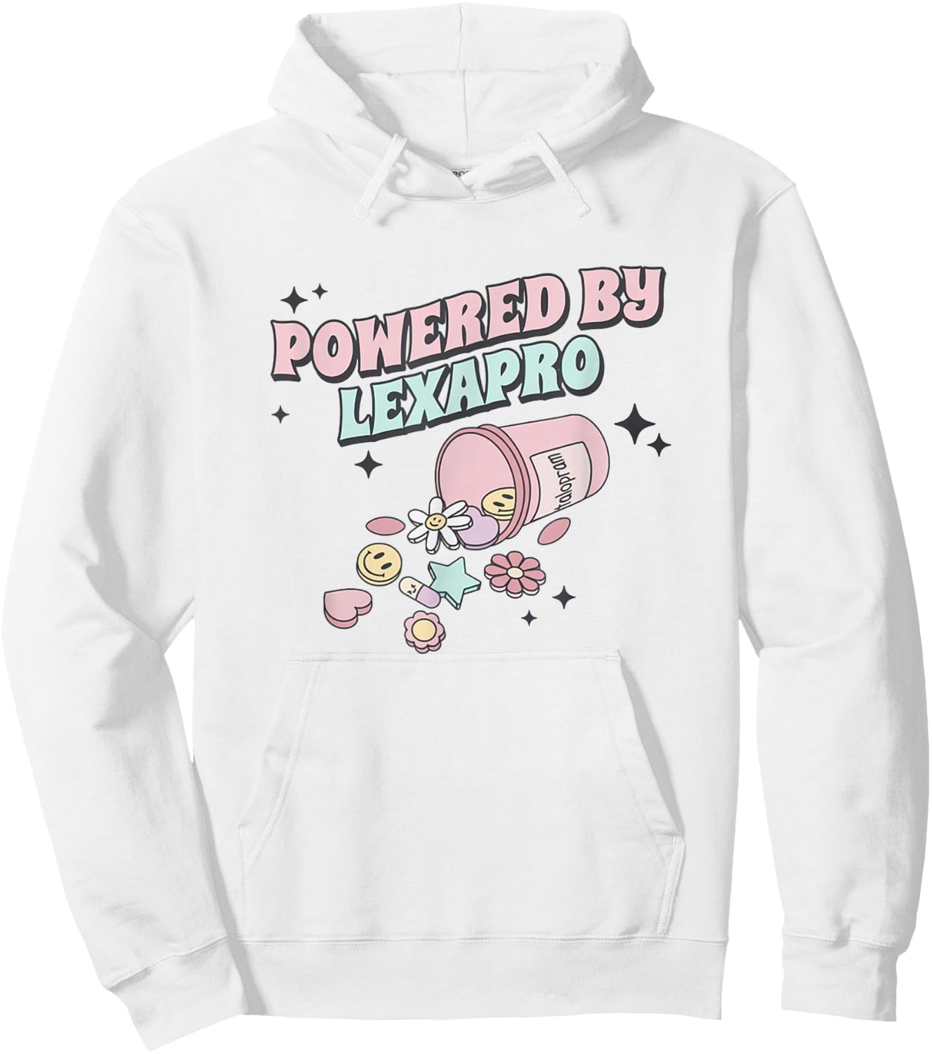 Powered by Lexapro Retro Mental Health Take Your Meds Hoodie - Hoodie | White