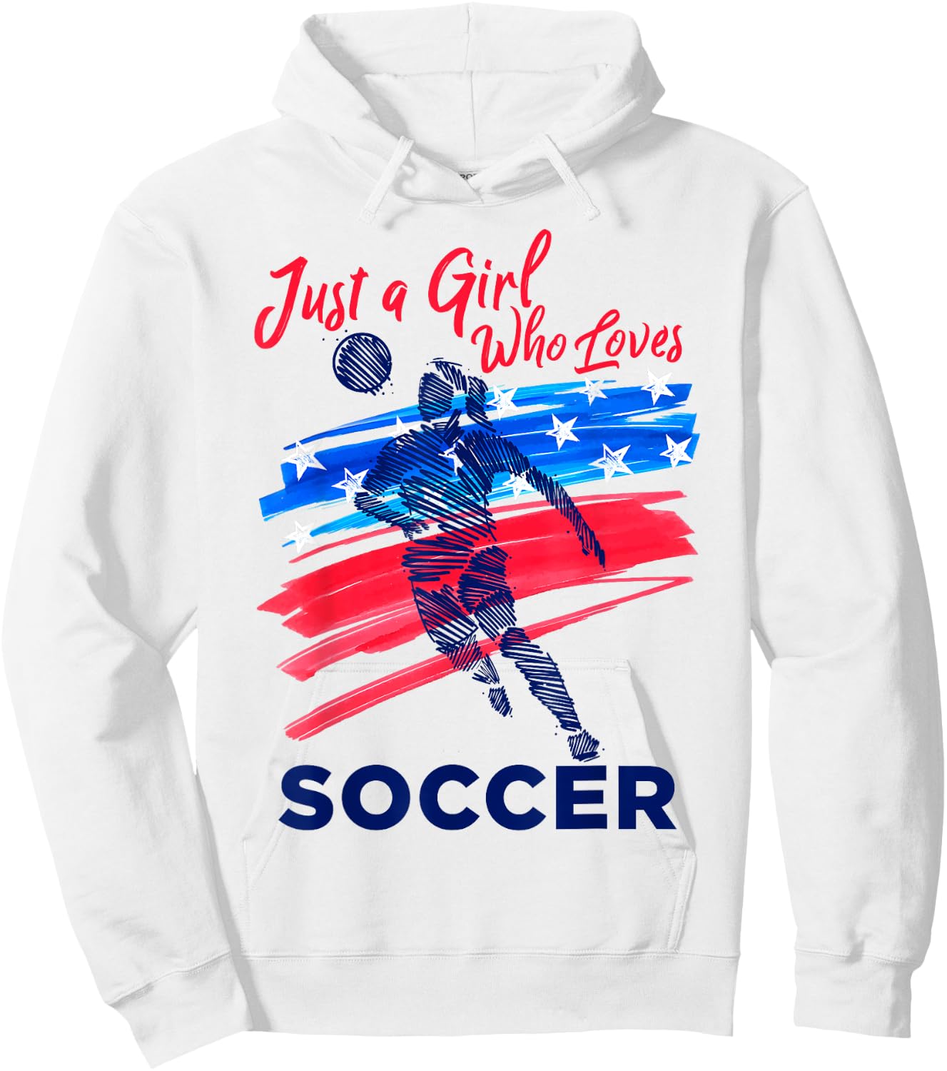 Just a Girl Who Loves Soccer Kids Girl Teen Football Hoodie - Hoodie | White
