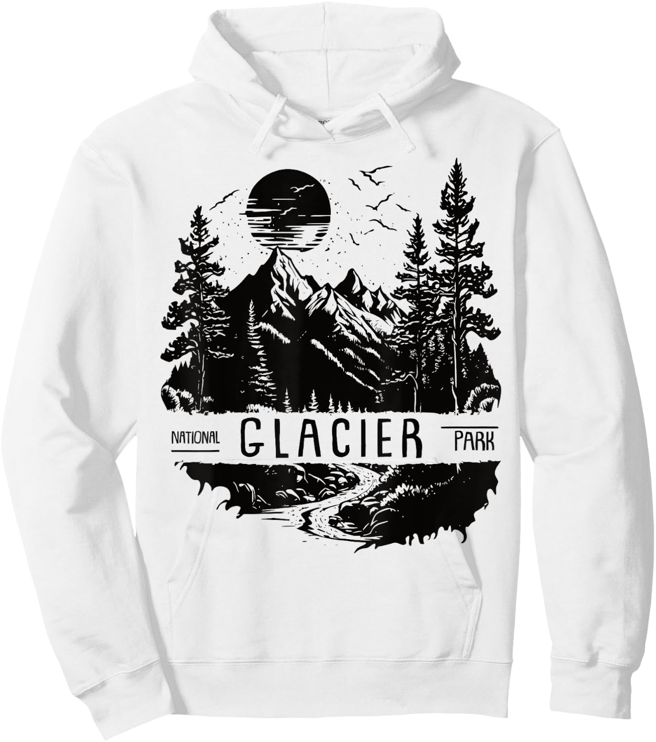 Retro Glacier National Park US Vintage Glacier Hoodie - Hoodie | White