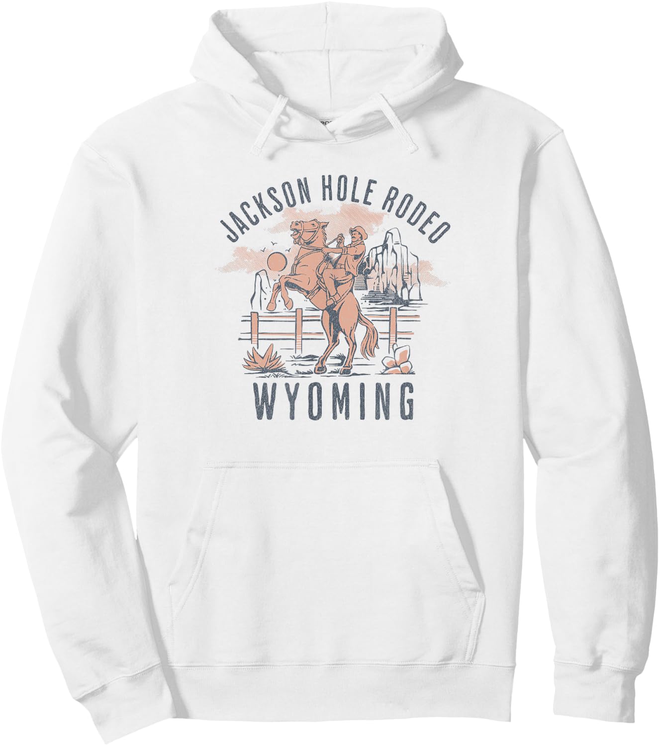 Jackson Hole Wyoming Rodeo Cowboy and Horse Hoodie - Hoodie | White