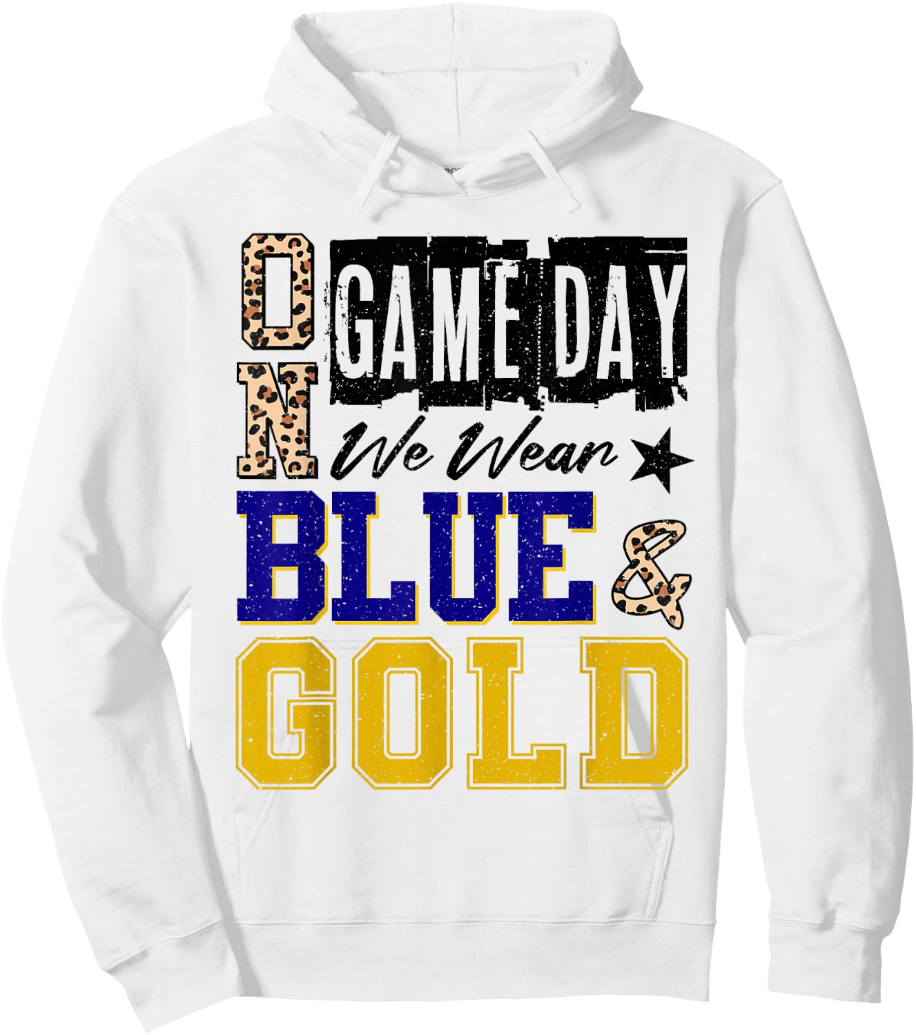 On Gameday Football We Wear Blue and Gold School Spirit Hoodie - Hoodie | White