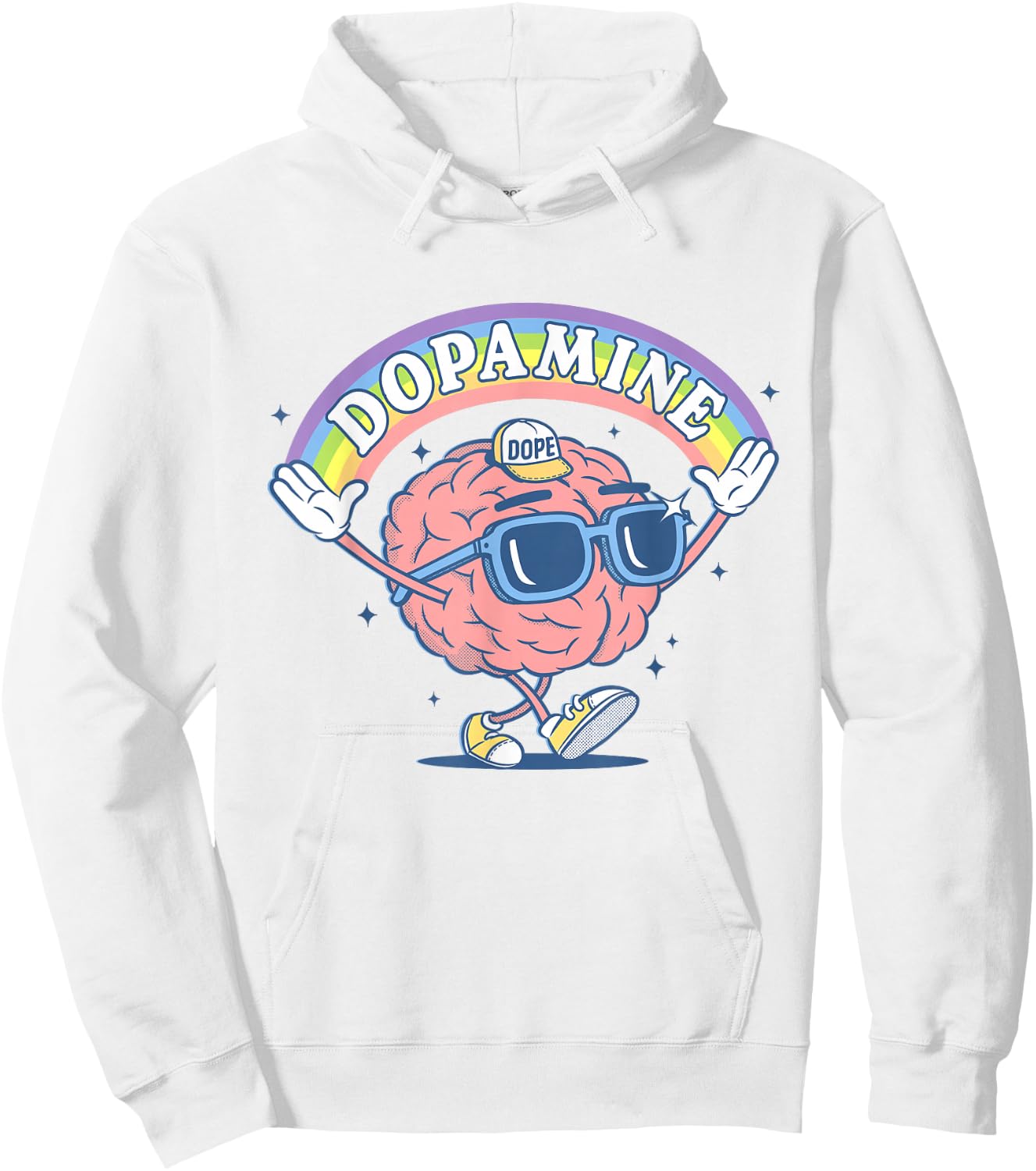 Funny Dopamine Rainbow Brain Hoodie - Hoodie | White