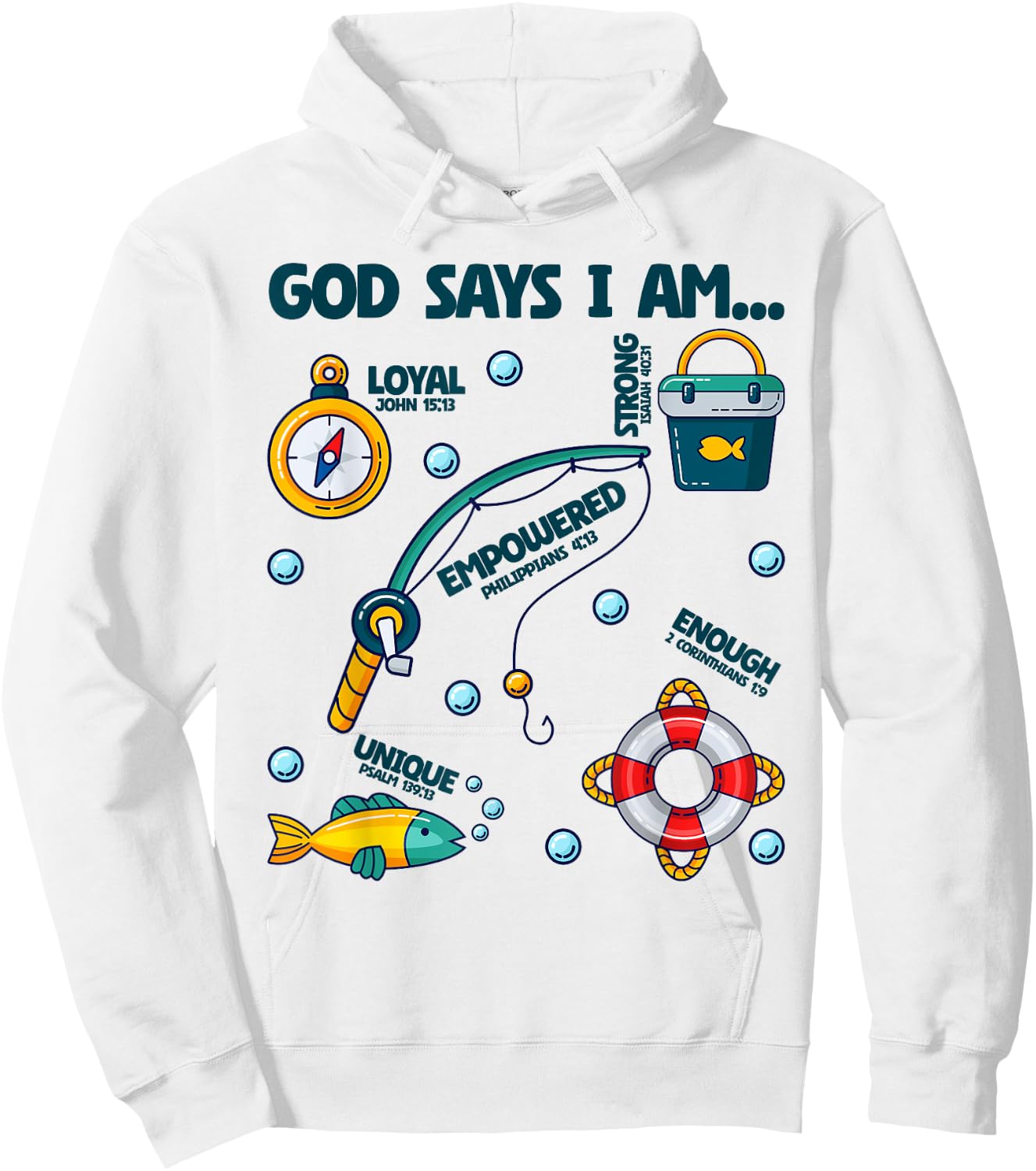 God Says I Am Fishing Lover Boy Girl Christian Hoodie - Hoodie | White