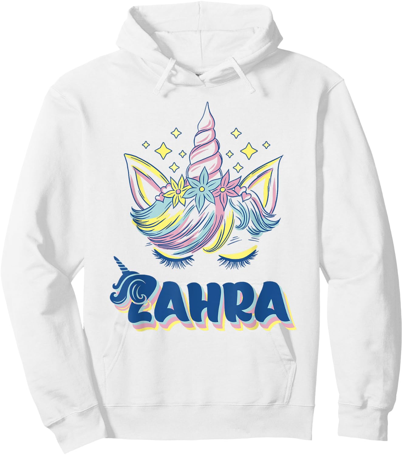Zahra personalized custom name Rainbow Unicorn crown Hoodie - Hoodie | White
