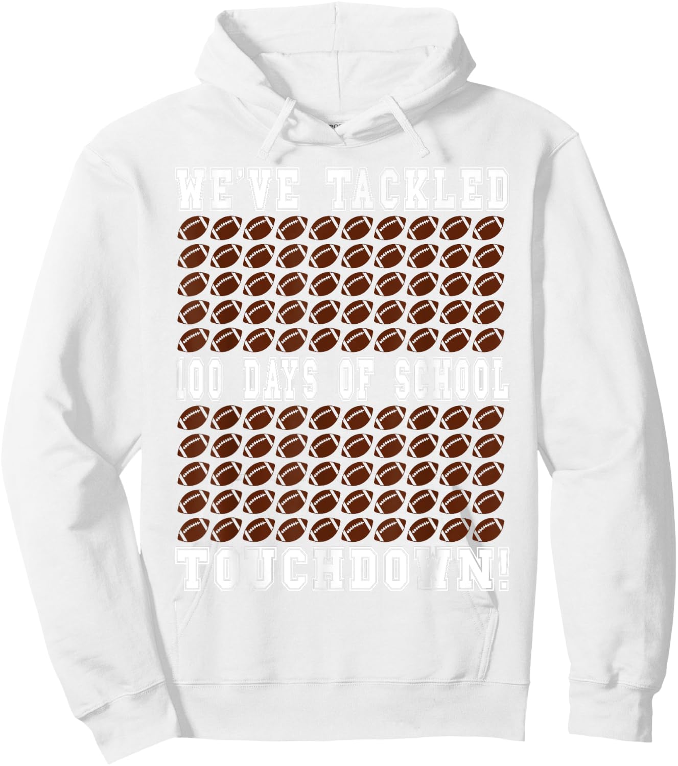 Football Counting 100 Days of School Hoodie - Hoodie | White