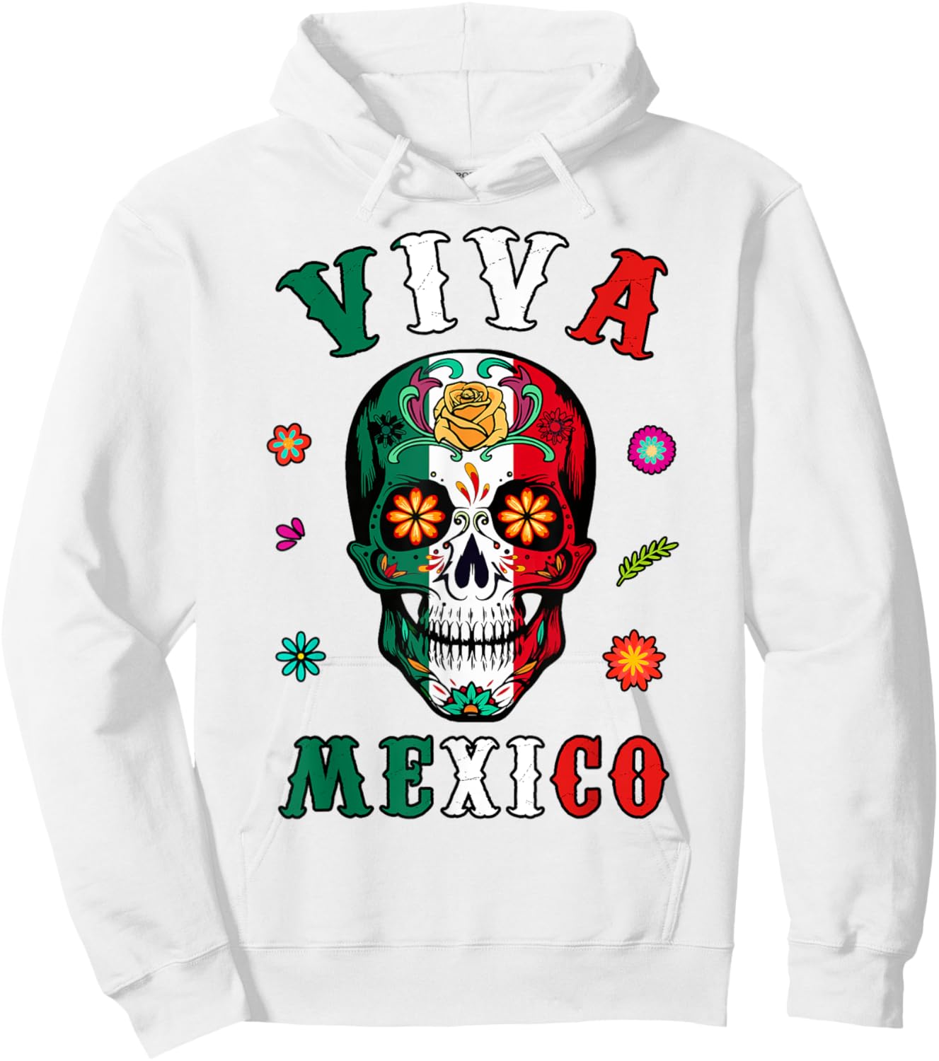 Viva Mexico-Shirt Mexican Flag Skull Women Men Boy Outfit Hoodie - Hoodie | White