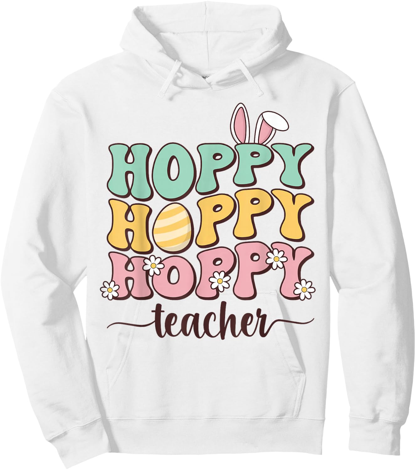 Easter Teacher Bunny Happy Easter Egg Retro Teacher Women Hoodie - Hoodie | White