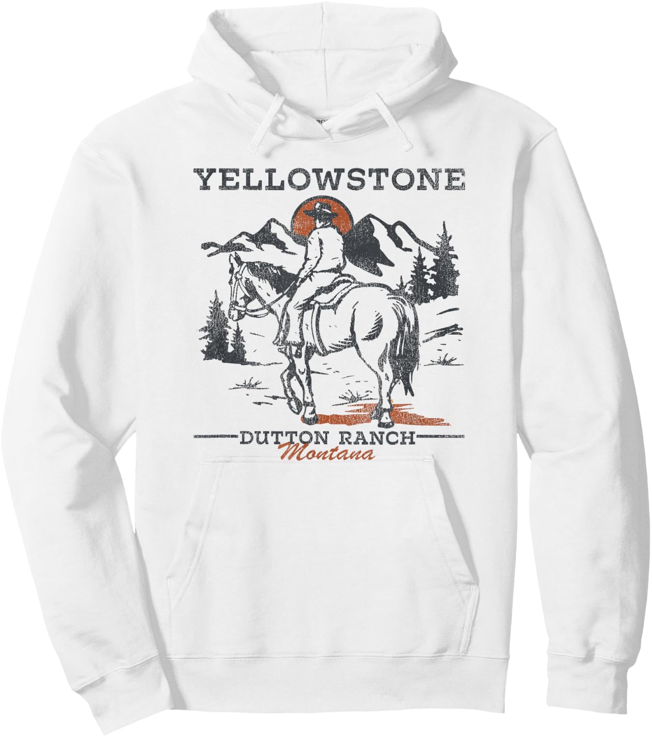Yellowstone Dutton Ranch Cowboy Sunset Hoodie - Hoodie | White