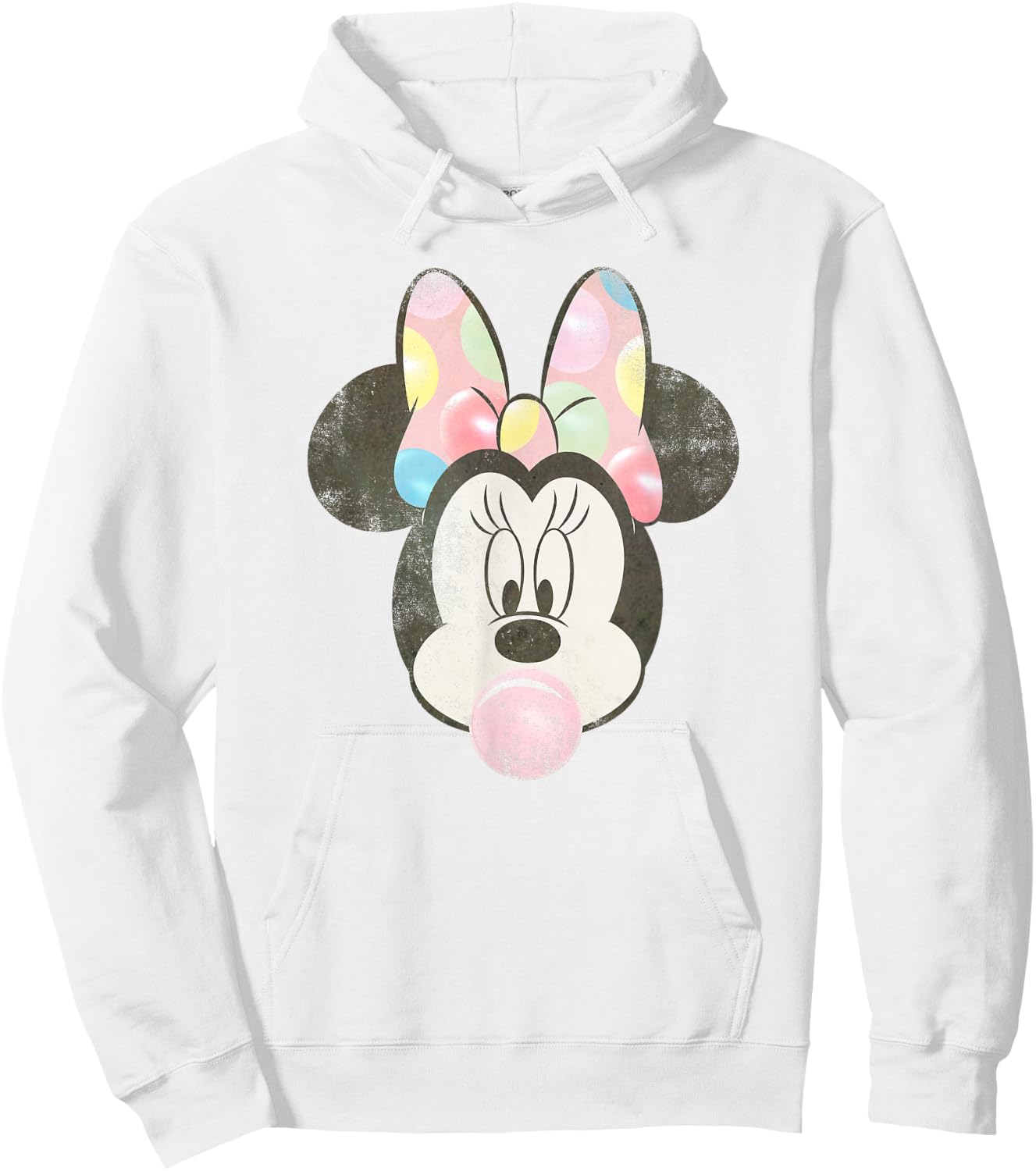 Disney Minnie Mouse Retro Bubblegum Big Face Portrait Hoodie - Hoodie | White