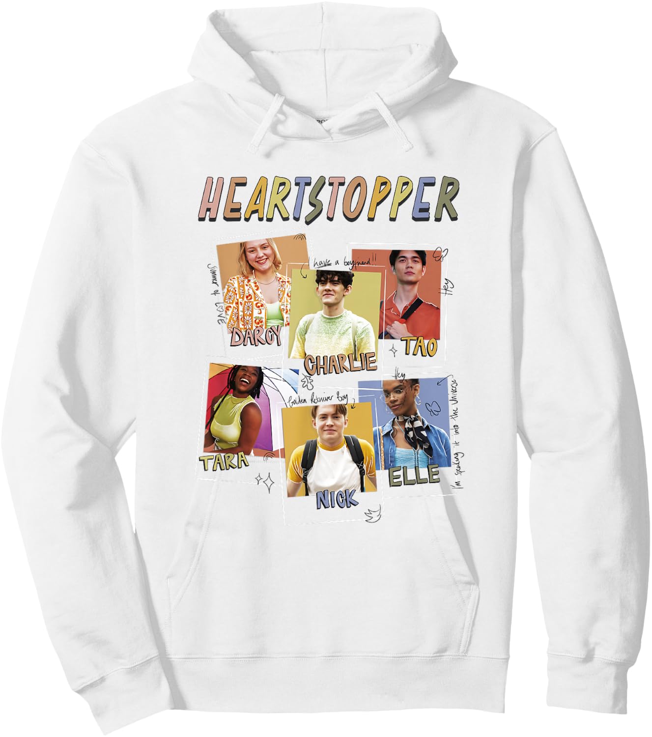 Heartstopper Doodle Polaroids Main Characters Group Shot Hoodie - Hoodie | White