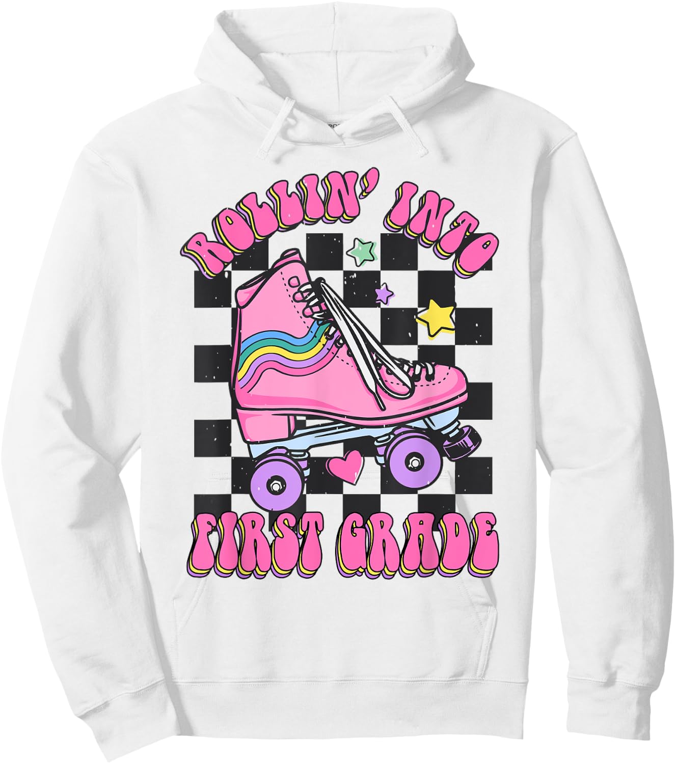 Kids Back To School Skating Rollin Into First 1st Grade Hoodie - Hoodie | White