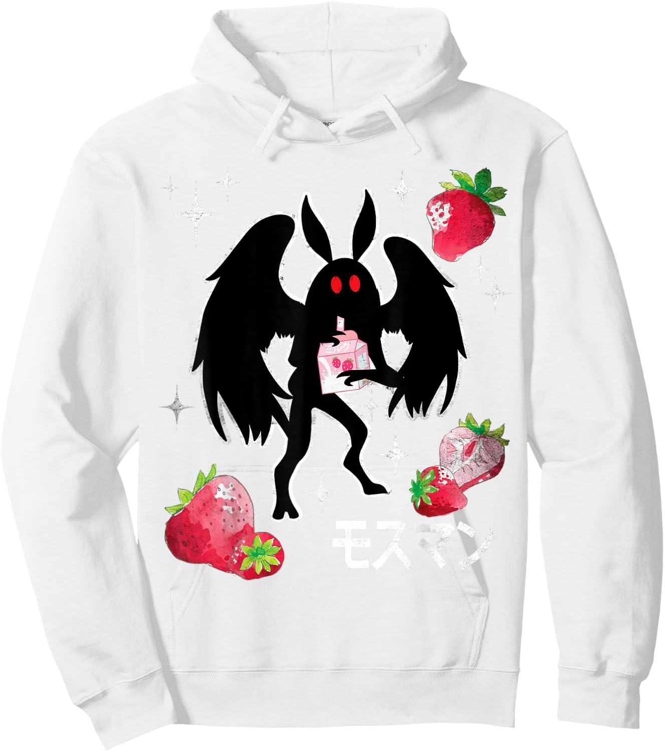 Mothman Kawaii Strawberry Milk Shake Carton Hoodie - Hoodie | White
