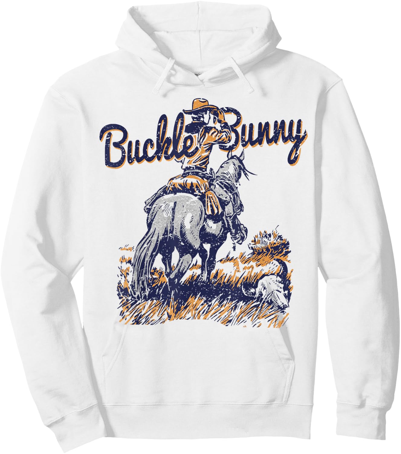 Cowboy Ranch Buckle Bunny Western Cowgirl Hoodie - Hoodie | White