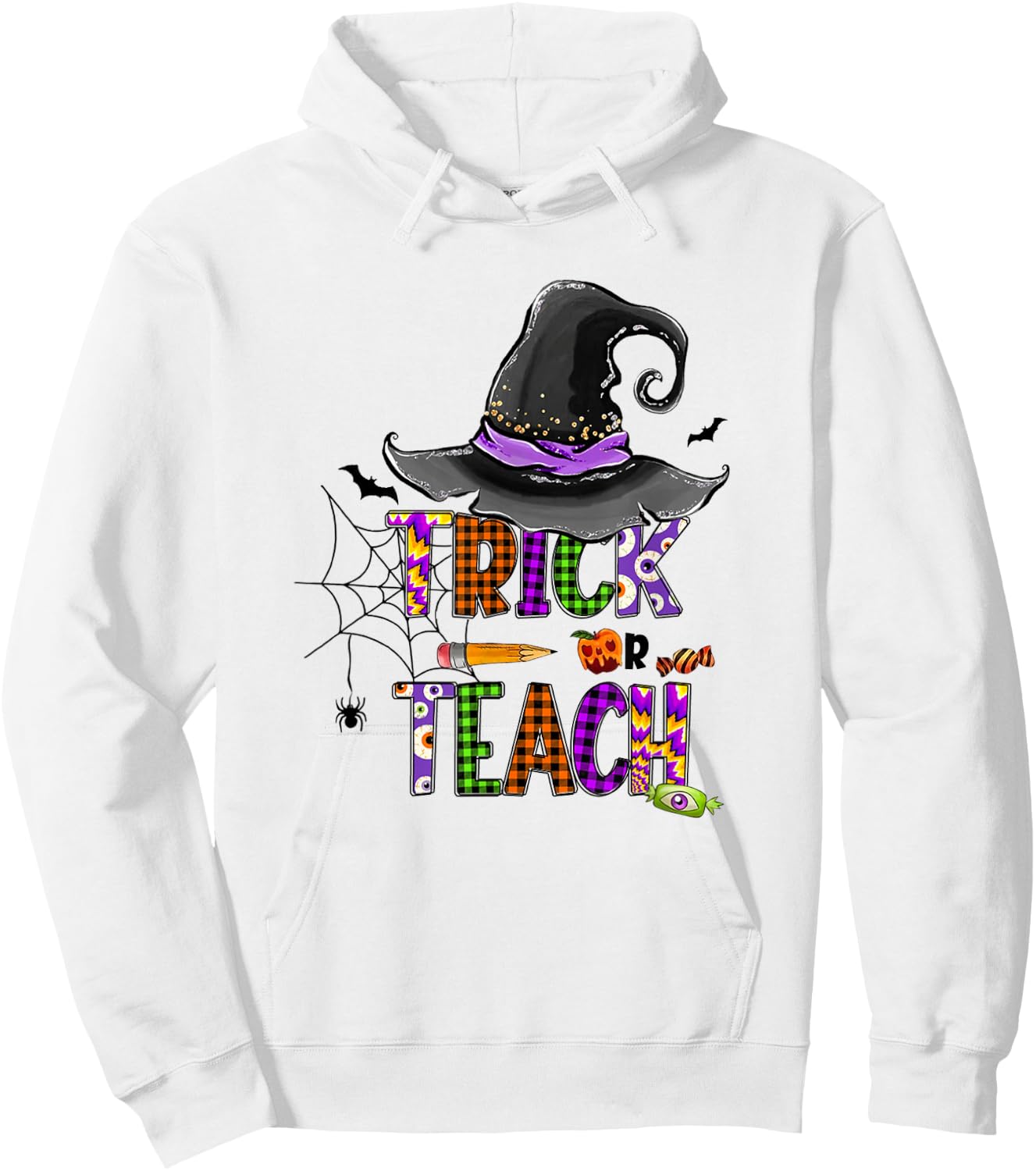 Retro Trick Or Teach Ghost Teacher Halloween Costume Hoodie - Hoodie | White