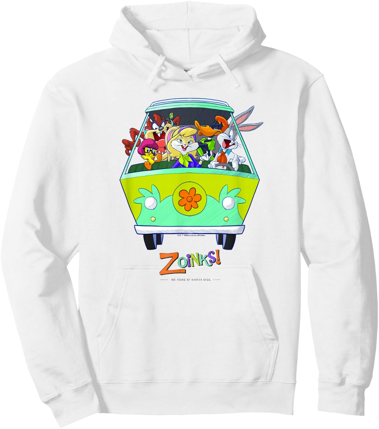 WB 100 Looney Tunes Group Shot The Mystery Machine Zoinks! Hoodie - Hoodie | White
