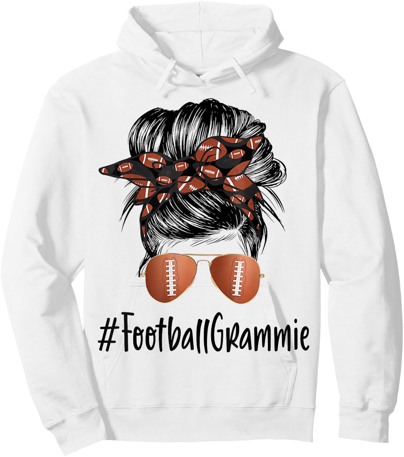 Football Grammie Life Messy Bun Football Player Mother's Day Hoodie - Hoodie | White