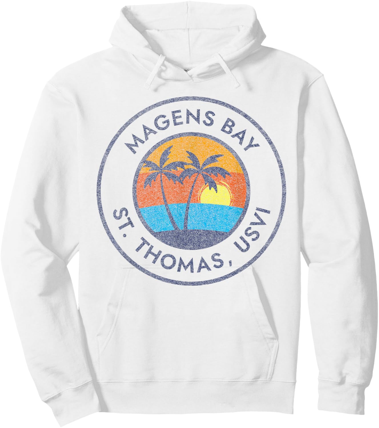 Magens Bay, St. Thomas USVI Vintage Sunset Faded Distressed Hoodie - Hoodie | White