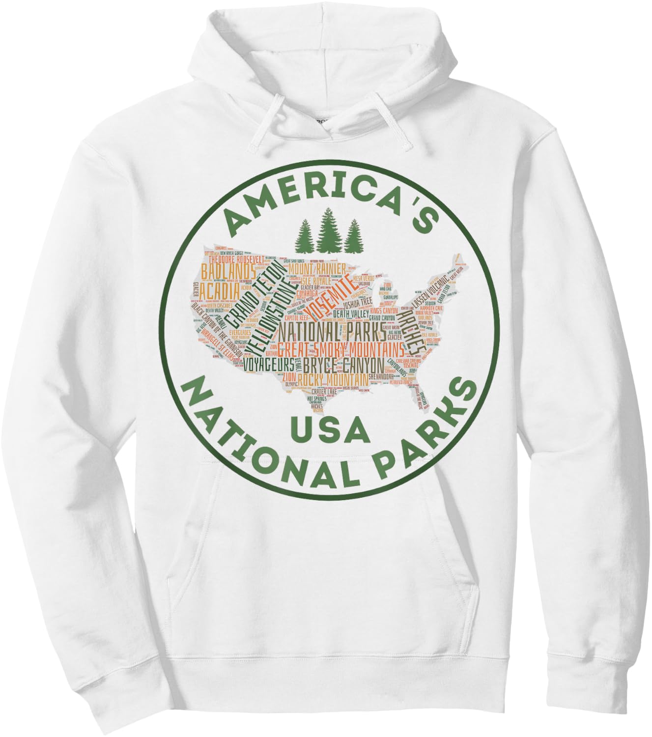 National Parks Map Hiking Travel Camping Outdoors Retro USA Hoodie - Hoodie | White