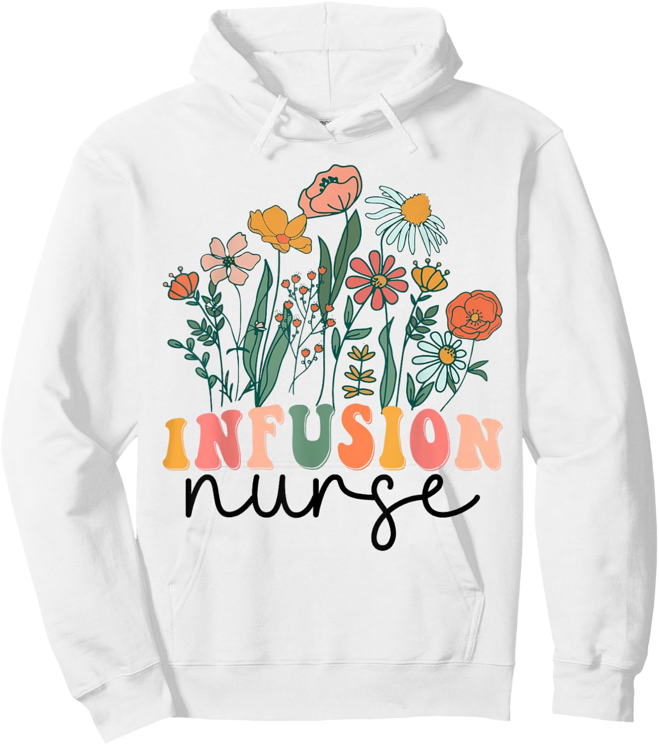 Groovy Wildflower Infusion Nurse Hoodie - Hoodie | White