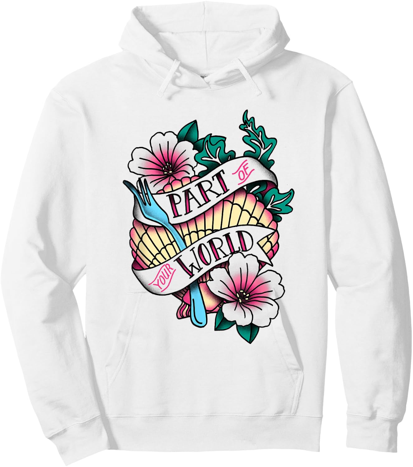 Disney The Little Mermaid Part Of Your World Tattoo Style Hoodie - Hoodie | White