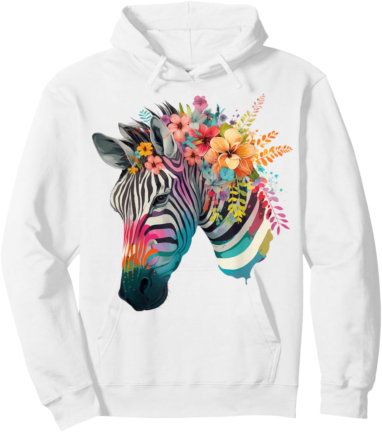 Cute Flower Zebra on summer Floral Zebra Hoodie - Hoodie | White