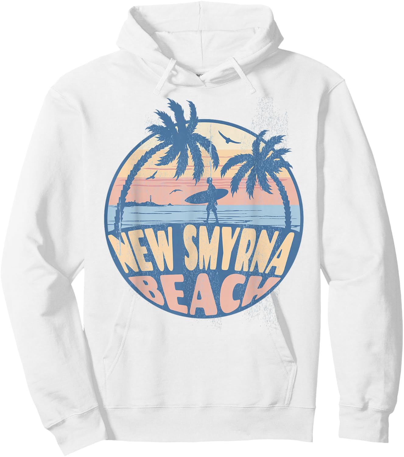 New Smyrna Florida Beach Surf Summer Vacation Vintage Hoodie - Hoodie | White