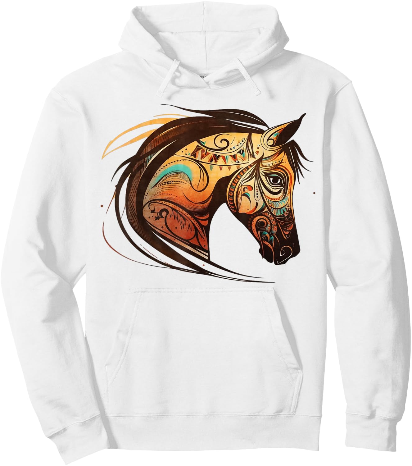 Horse Tribal Abstract Art Native American Geometric Horses Hoodie - Hoodie | White