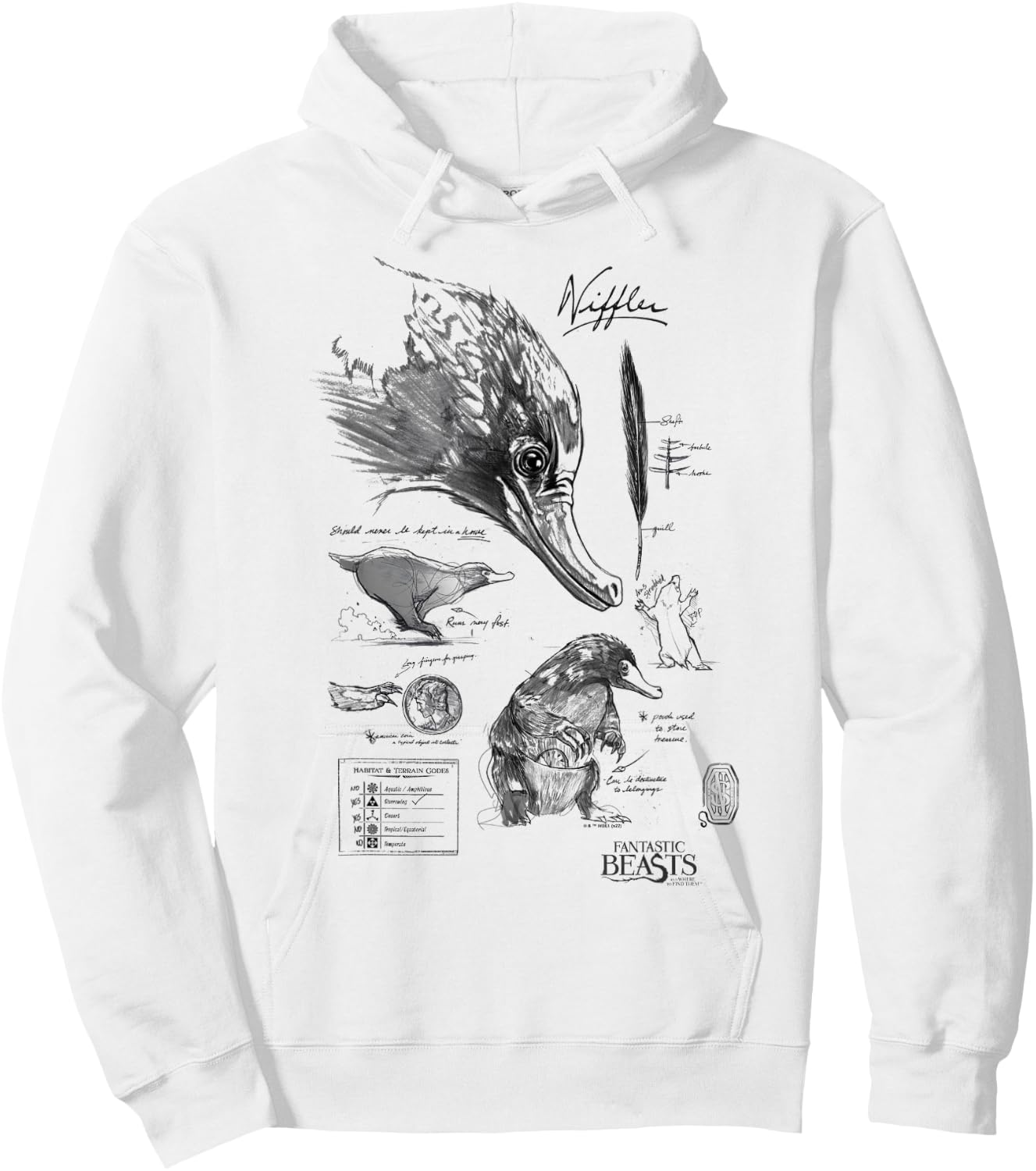 Fantastic Beasts Niffler Textbook Poster Hoodie - Hoodie | White