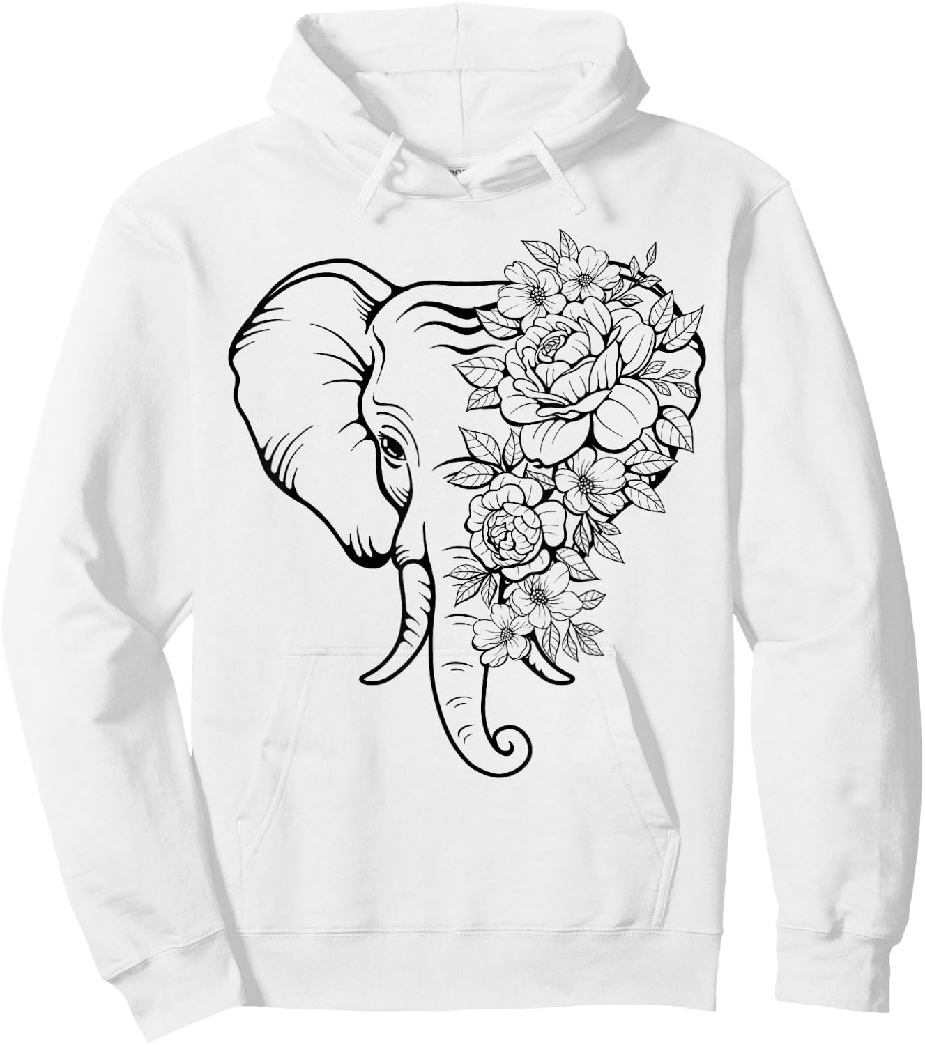 Elephant with Flowers Women Elephants Animal Lovers Hoodie - Hoodie | White