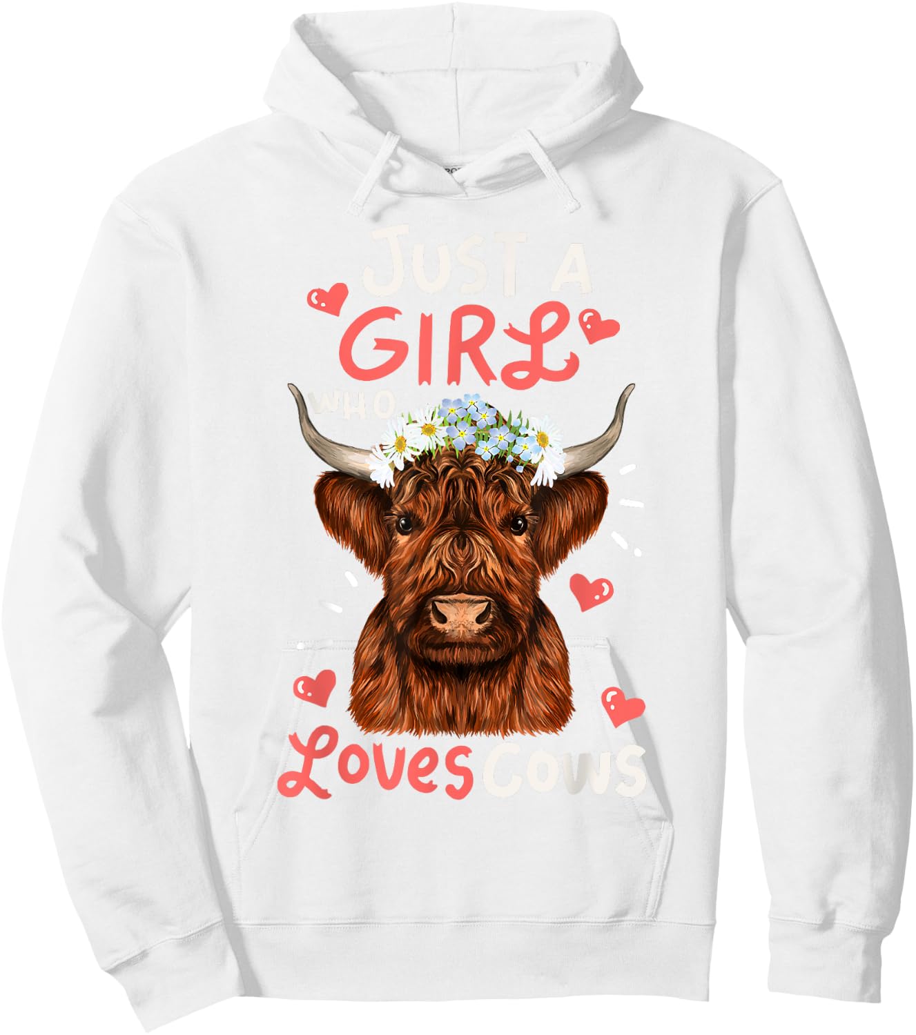 Scottish Highland Cow-Shirt Just Girl Loves Cow Kids Toddler Hoodie - Hoodie | White