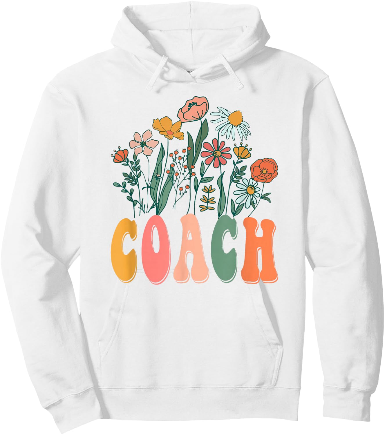 Retro Groovy floral Coach Wildflower Hoodie - Hoodie | White