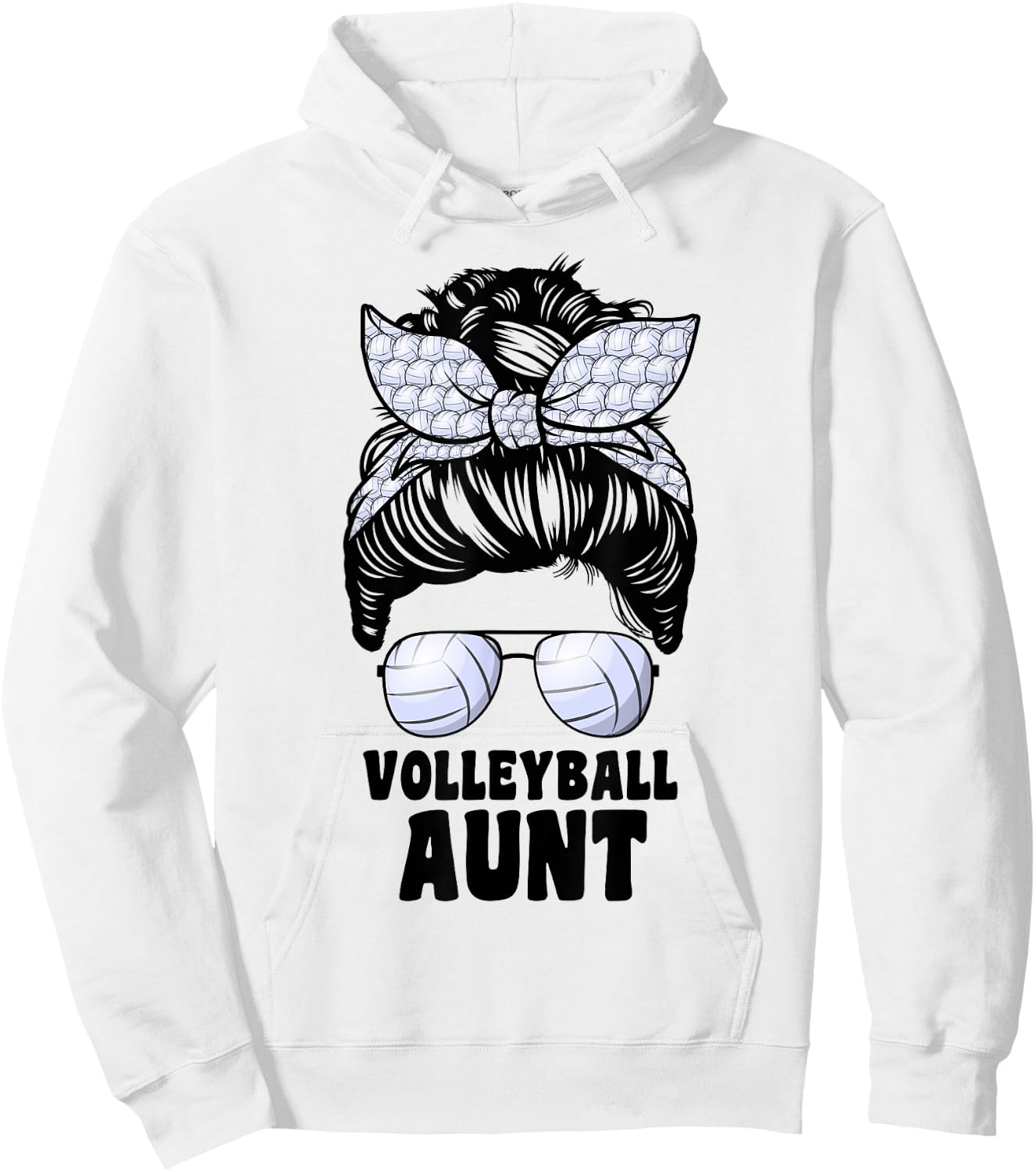 Proud Volleyball Aunt Messy Bun Volleyball Auntie Hoodie - Hoodie | White
