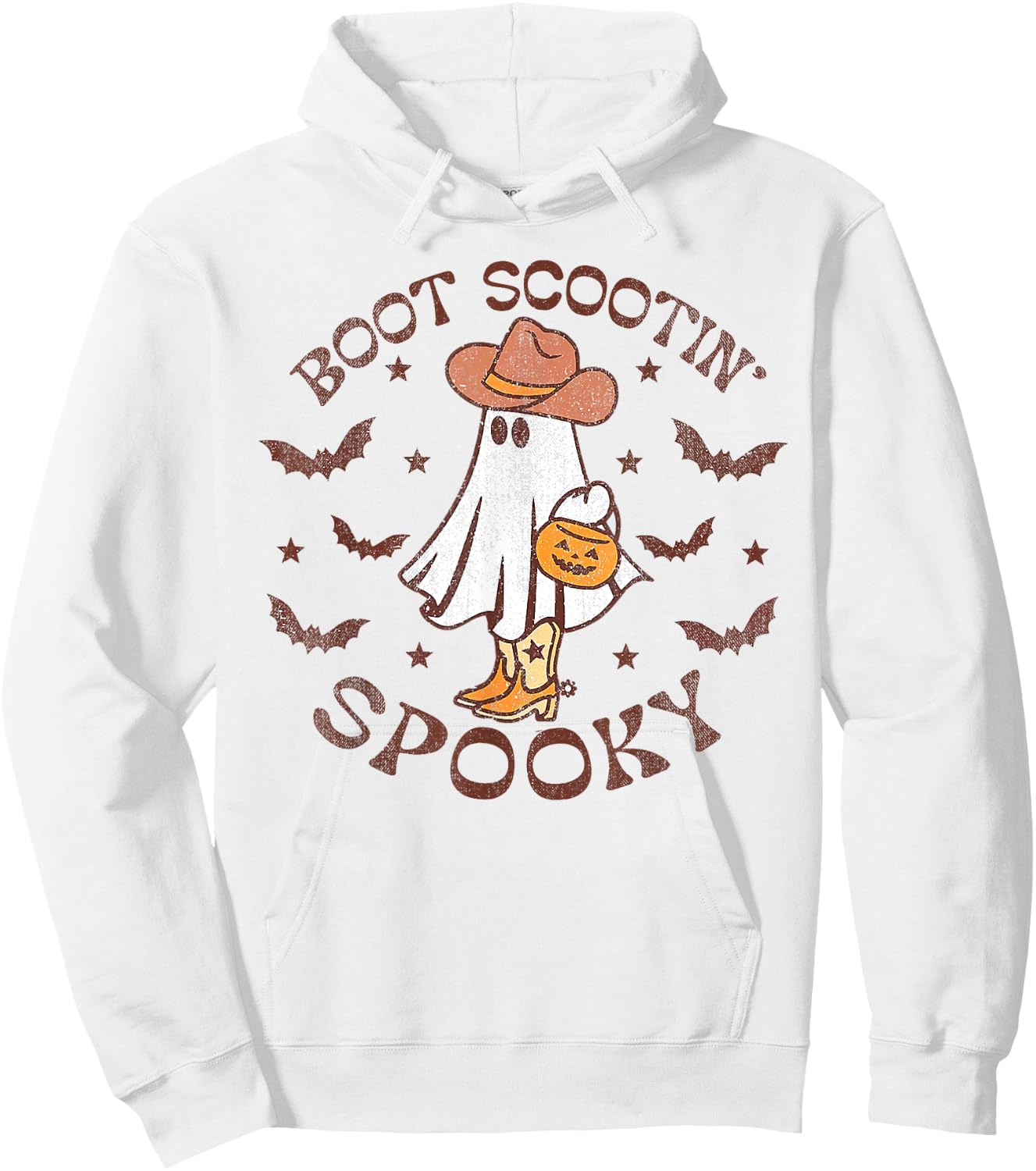 Boot Scootin Spooky Cute Ghost Western Halloween Hoodie - Hoodie | White