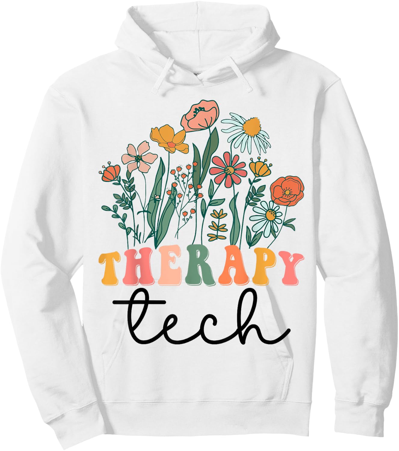 Groovy Wildflower Therapy Tech Hoodie - Hoodie | White