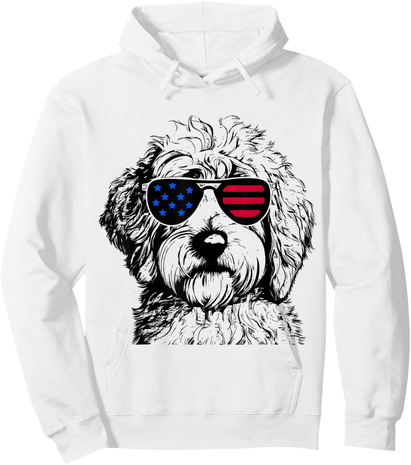 Labradoodle Dog 4th July America USA Flag Hoodie - Hoodie | White