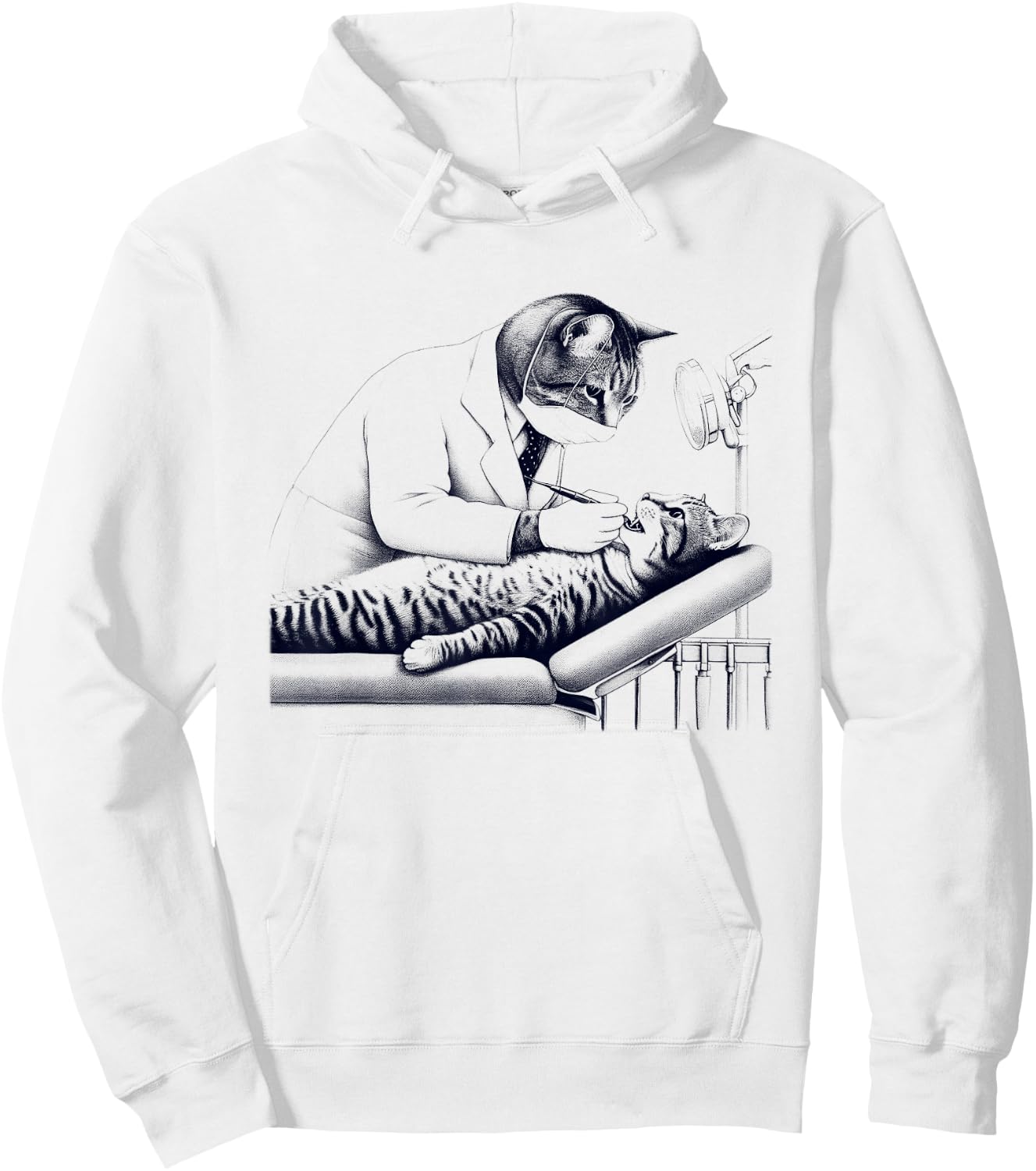 Vintage Retro Dentist Cat Kitten Lover Dental Hoodie - Hoodie | White