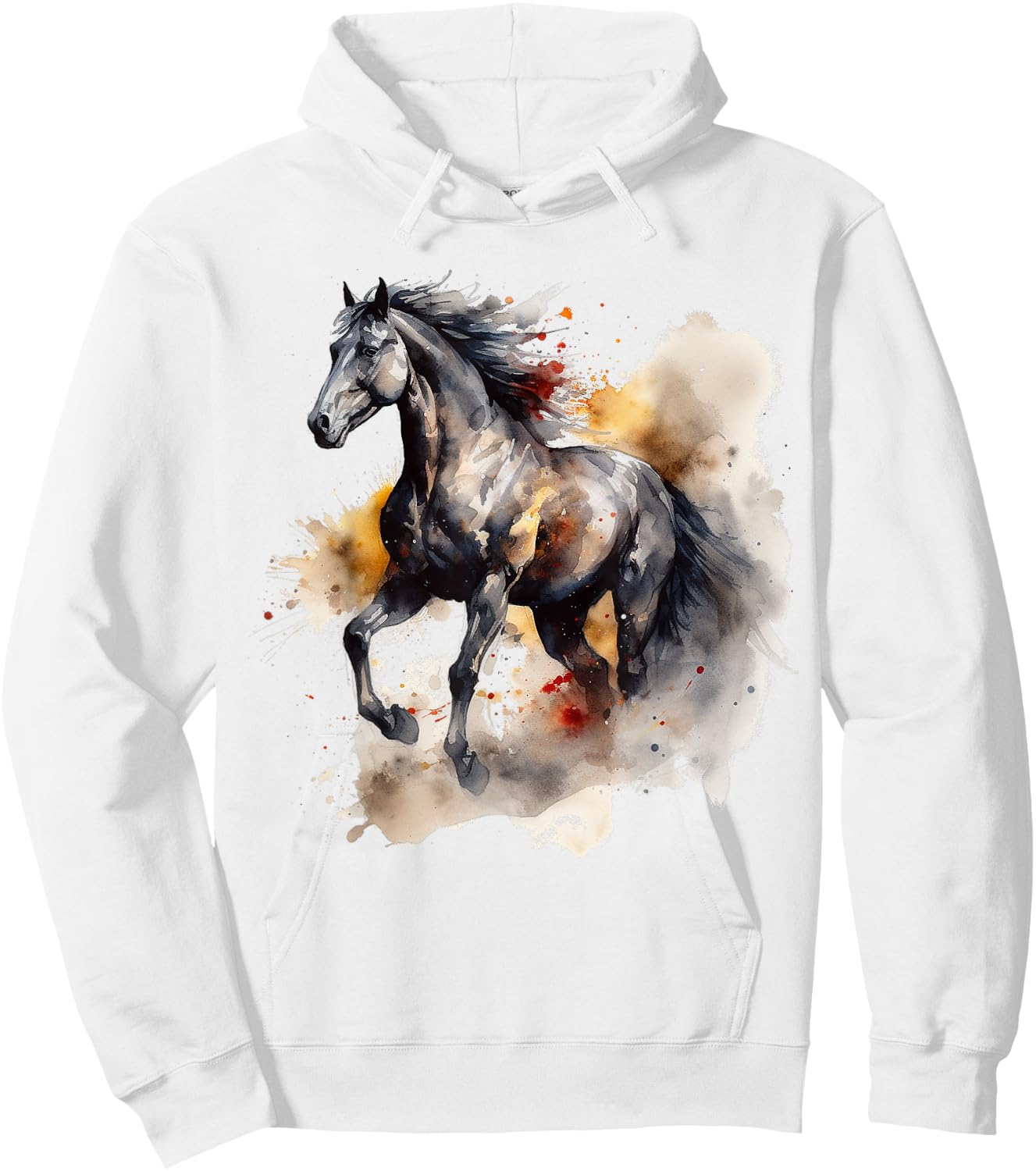 Horse Lover Artwork | Animal Motif Horse Hoodie - Hoodie | White