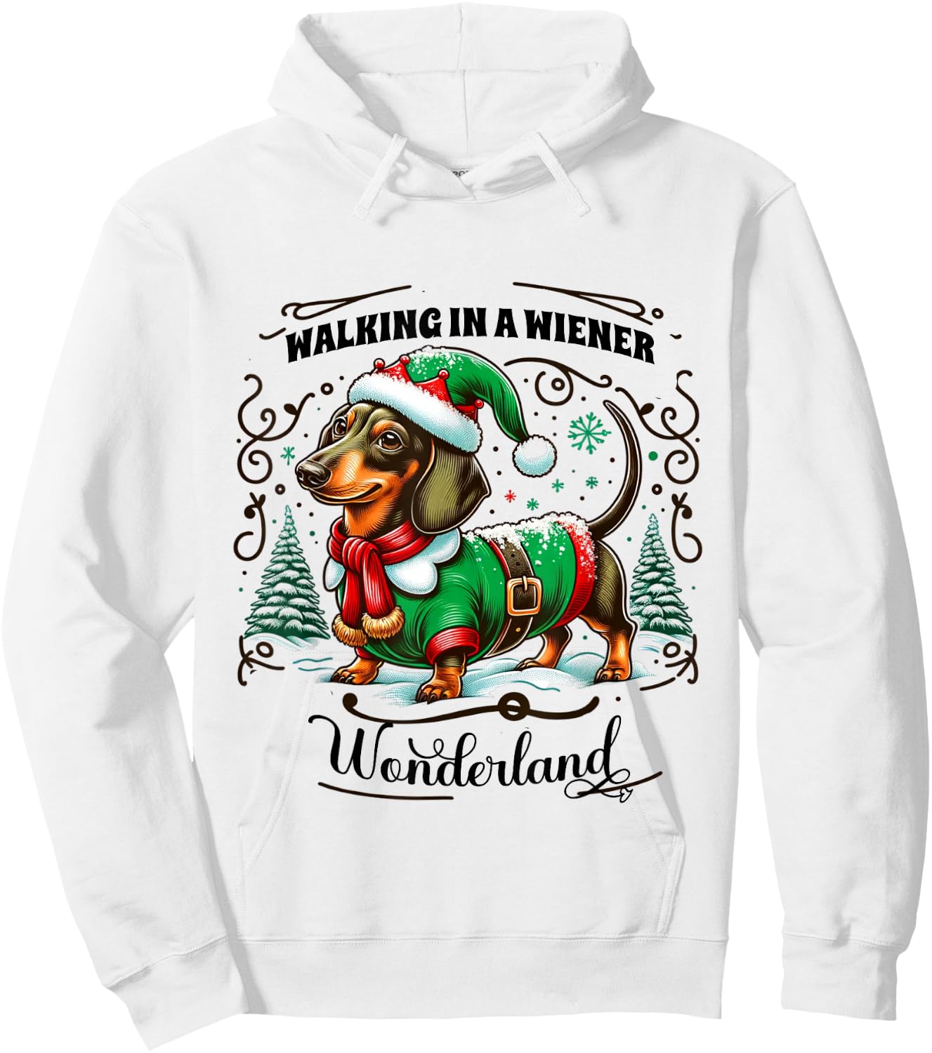 Dachshund Christmas Walking In A Wiener Wonderland Cute Dog Men Women Kids Hoodie - Hoodie | White