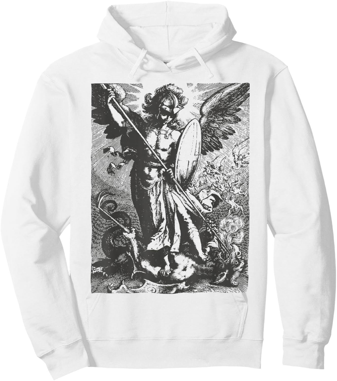 St Saint Michael the Archangel Catholic Angel Warrior Hoodie - Hoodie | White