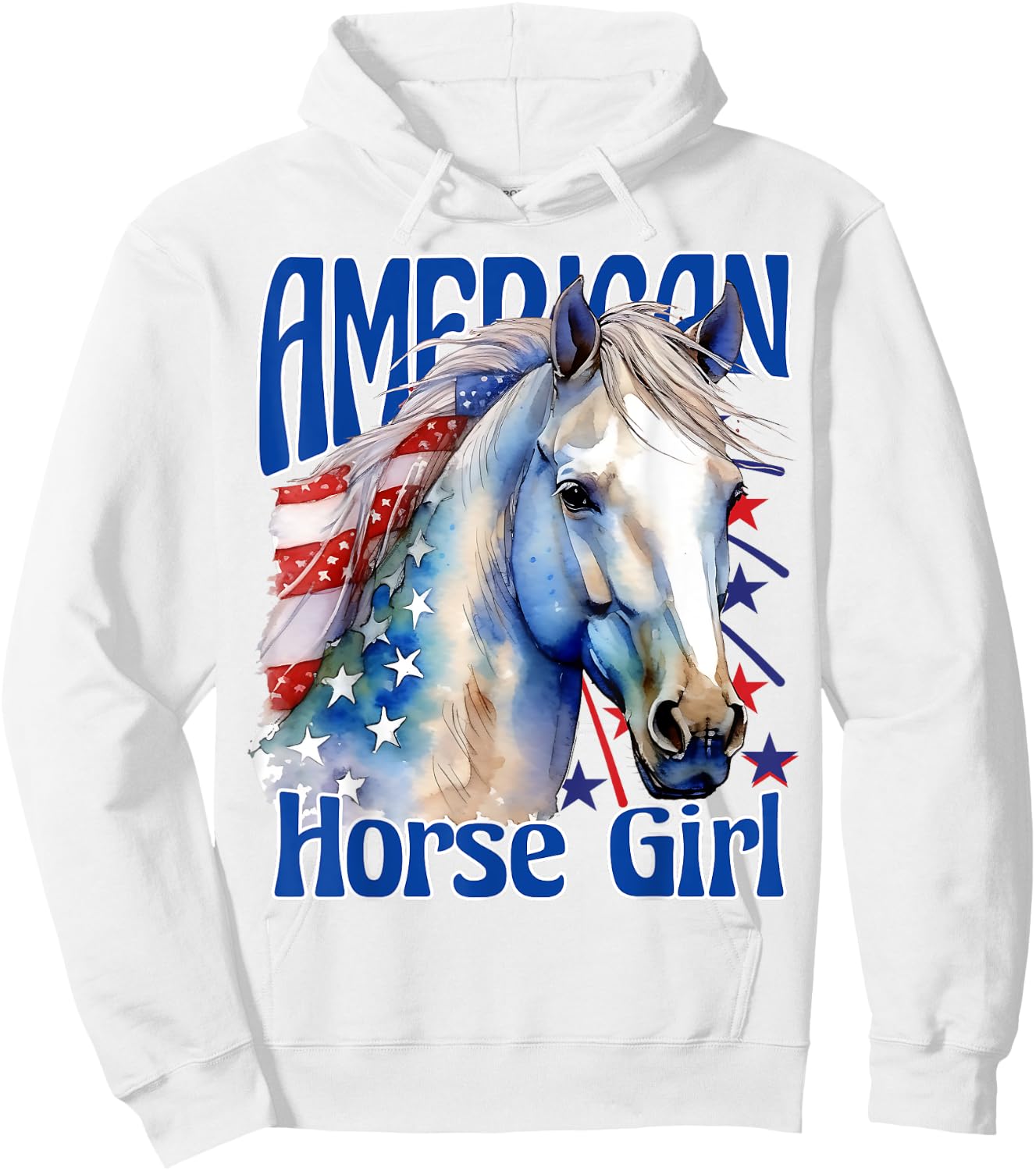 American Horse Girl Proud Patriotic Horse Girl Hoodie - Hoodie | White
