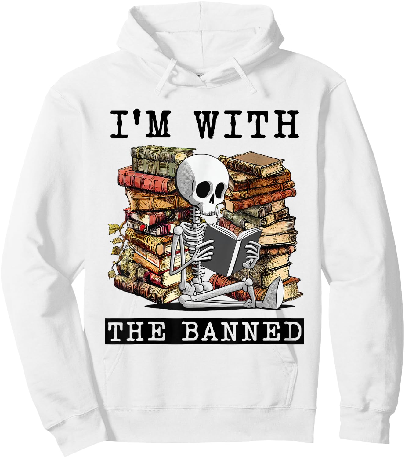 I'm with The Banned Read Banned Books Lover BookWorm Hoodie - Hoodie | White