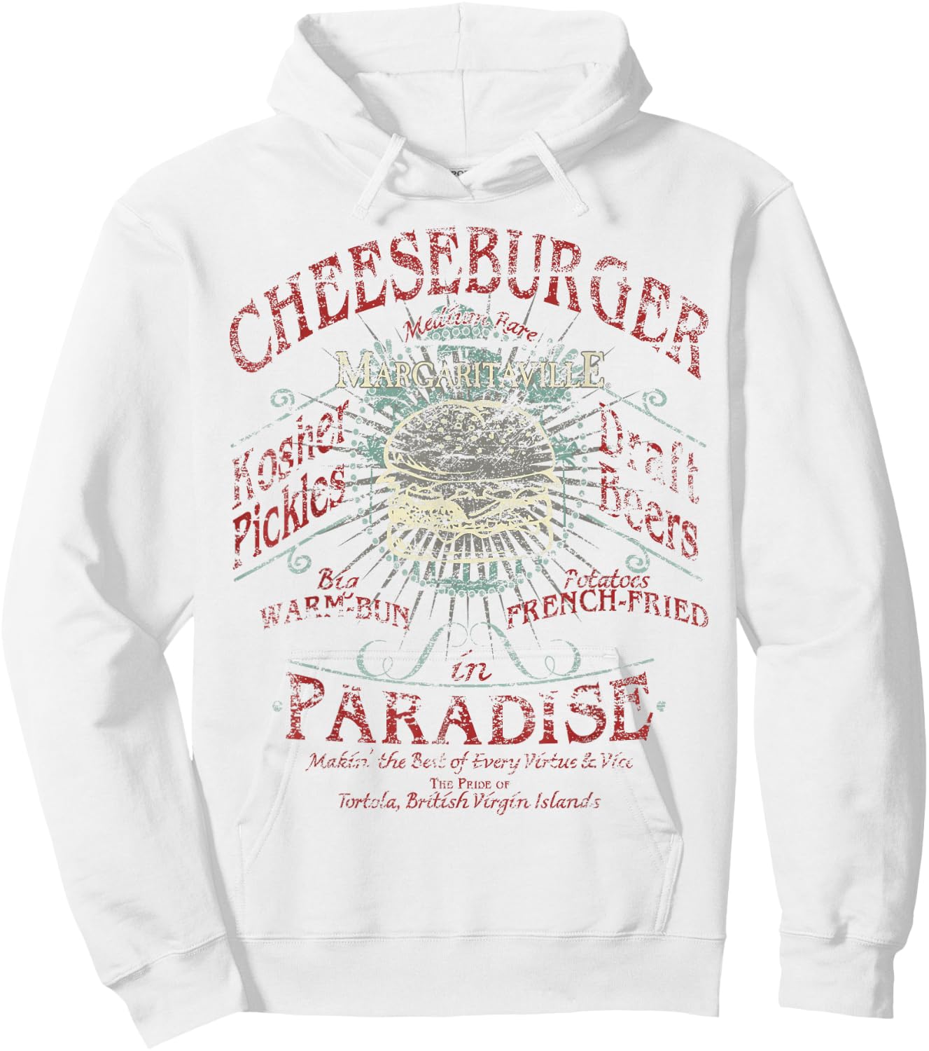 Margaritaville Cheeseburger in Paradise , -Adults, Grey, Small, Short Sleeve Hoodie - Hoodie | White